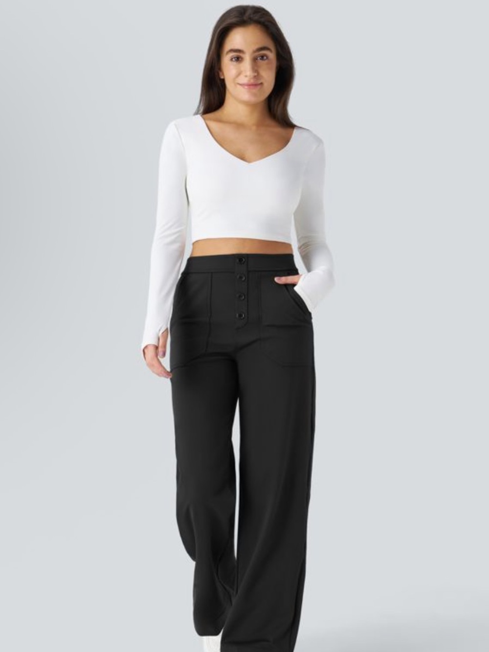 Halara High-Rise Wide-Leg Women's Pants - Black - Picture 6 of 8